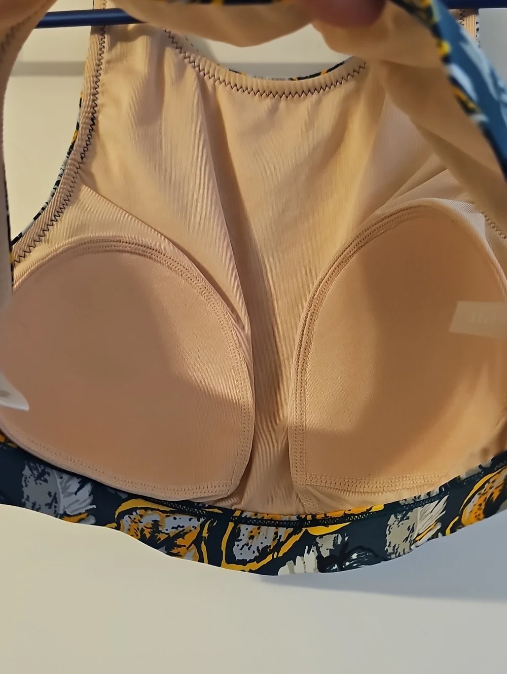 Garnet Hill Swim Top Green Gold Racerback Floral Size 4